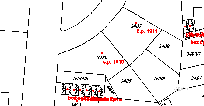 Prostějov 1910 na parcele st. 3485 v KÚ Prostějov, Katastrální mapa