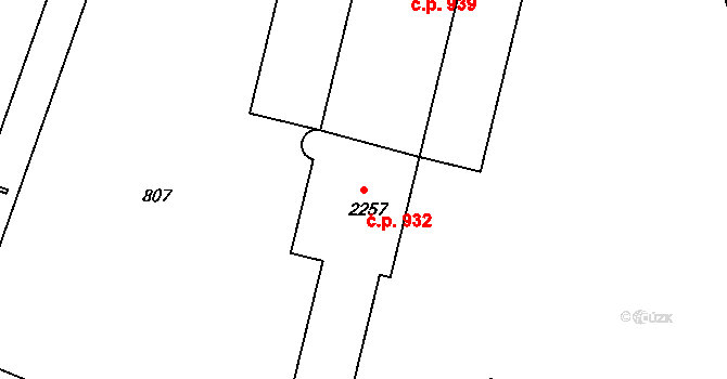 Prachatice II 932, Prachatice na parcele st. 2257 v KÚ Prachatice, Katastrální mapa