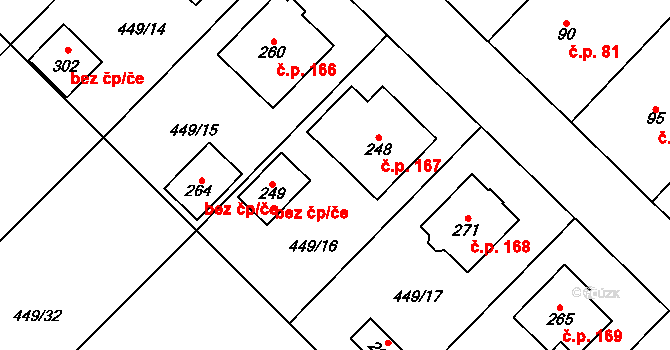 Krahulčí 167 na parcele st. 248 v KÚ Krahulčí u Telče, Katastrální mapa