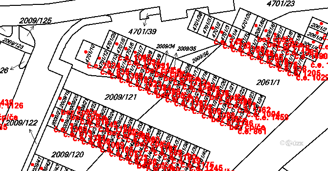 Chomutov 1010 na parcele st. 2009/40 v KÚ Chomutov I, Katastrální mapa