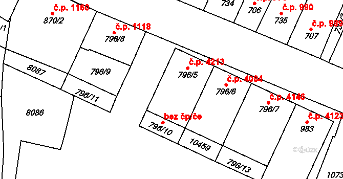 Hodonín 4213 na parcele st. 796/5 v KÚ Hodonín, Katastrální mapa