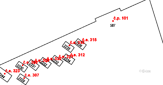 Sezimovo Ústí 2044 na parcele st. 585/13 v KÚ Sezimovo Ústí, Katastrální mapa