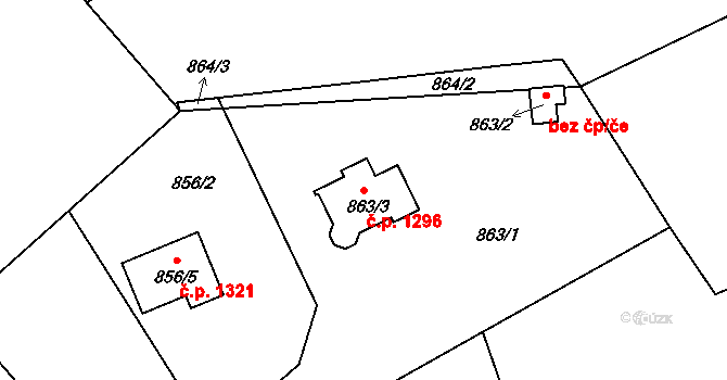 Liberec XIV-Ruprechtice 1296, Liberec na parcele st. 863/3 v KÚ Ruprechtice, Katastrální mapa