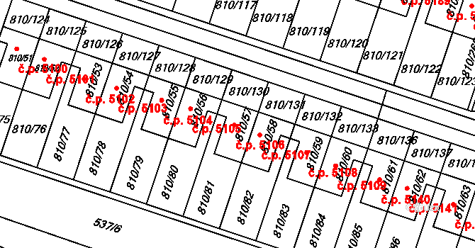Proseč nad Nisou 5106, Jablonec nad Nisou na parcele st. 810/57 v KÚ Proseč nad Nisou, Katastrální mapa