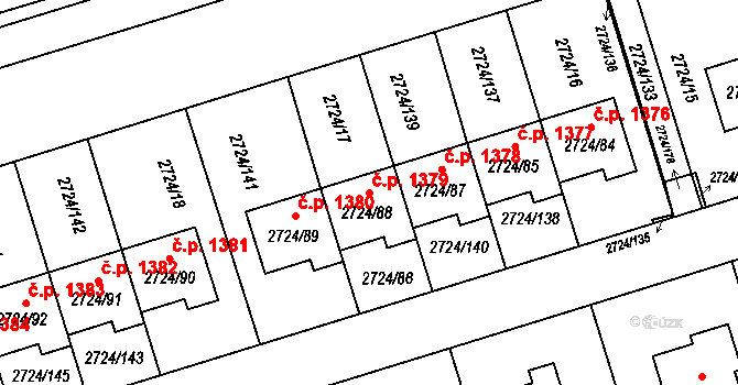 Kylešovice 1379, Opava na parcele st. 2724/88 v KÚ Kylešovice, Katastrální mapa
