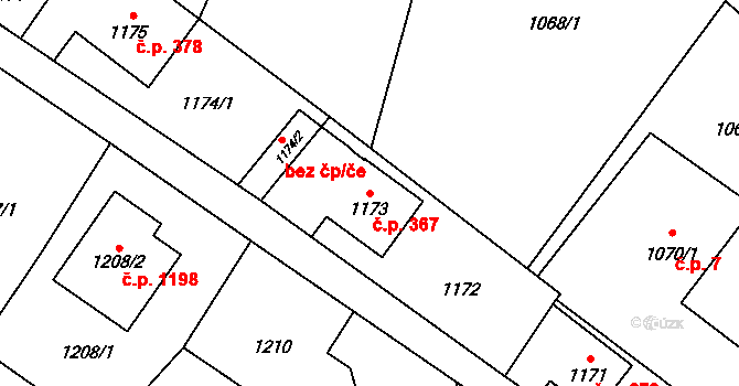 Svinov 367, Ostrava na parcele st. 1173 v KÚ Svinov, Katastrální mapa