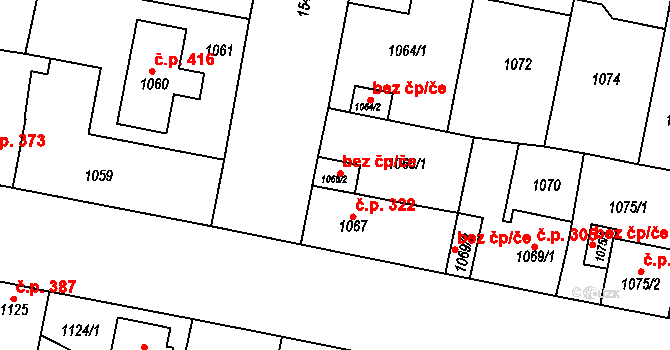 Praha 42234662 na parcele st. 1068/2 v KÚ Čakovice, Katastrální mapa