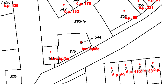 Opatovice 42344662 na parcele st. 344 v KÚ Opatovice u Rajhradu, Katastrální mapa