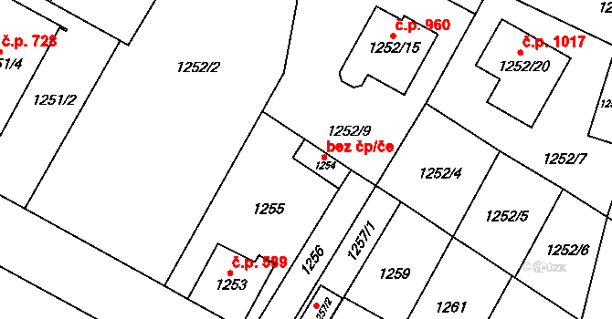 Kosmonosy 43571662 na parcele st. 1254 v KÚ Kosmonosy, Katastrální mapa