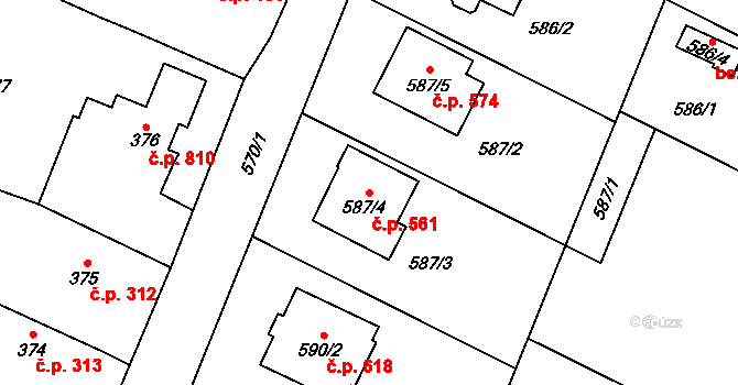 Kobeřice 561 na parcele st. 587/4 v KÚ Kobeřice ve Slezsku, Katastrální mapa