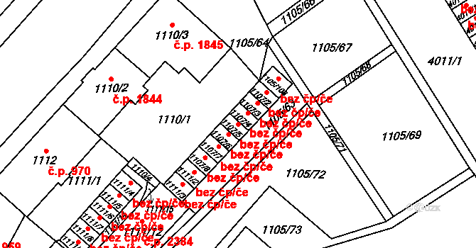 Mizerov 798, Karviná na parcele st. 1107/5 v KÚ Karviná-město, Katastrální mapa