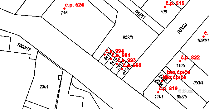 Náchod 994 na parcele st. 2415 v KÚ Náchod, Katastrální mapa