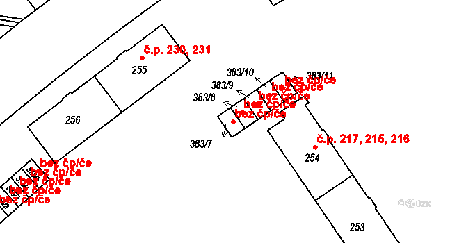 Olomouc 47361662 na parcele st. 383/7 v KÚ Neředín, Katastrální mapa