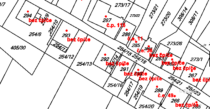 Hnanice 47494662 na parcele st. 292 v KÚ Hnanice, Katastrální mapa