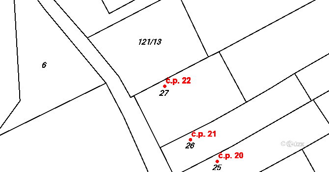 Chramostek 22, Lužec nad Vltavou na parcele st. 27 v KÚ Chramostek, Katastrální mapa