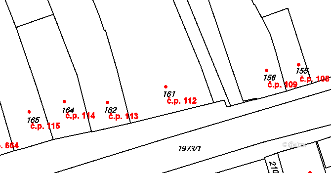 Zbiroh 112 na parcele st. 161 v KÚ Zbiroh, Katastrální mapa