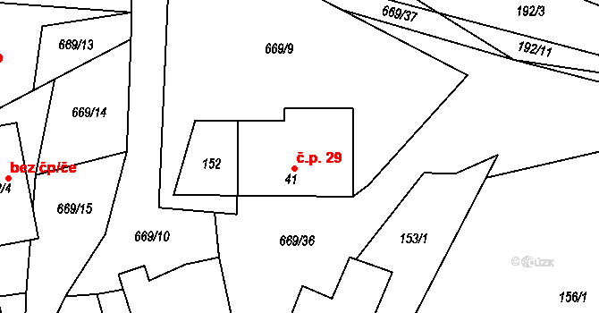 Bělečko 29, Býšť na parcele st. 41 v KÚ Bělečko, Katastrální mapa
