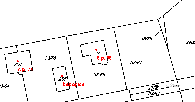 Štěnovický Borek 85 na parcele st. 277 v KÚ Štěnovický Borek, Katastrální mapa