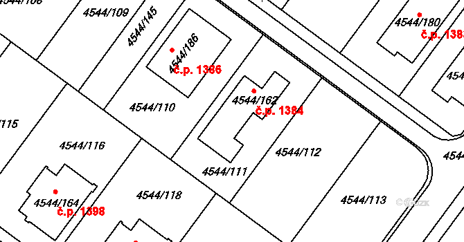 Hustopeče 1384 na parcele st. 4544/162 v KÚ Hustopeče u Brna, Katastrální mapa