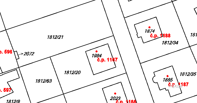 Polná 1167 na parcele st. 1994 v KÚ Polná, Katastrální mapa