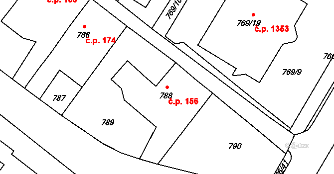 Kopřivnice 156 na parcele st. 788 v KÚ Kopřivnice, Katastrální mapa