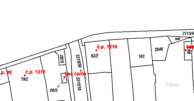 Ledeč nad Sázavou 1210 na parcele st. 82/2 v KÚ Ledeč nad Sázavou, Katastrální mapa
