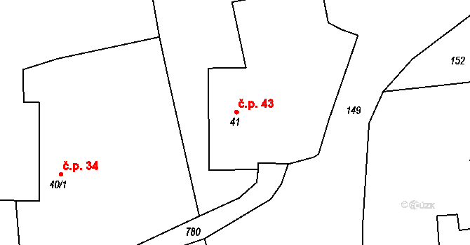 Synkov 43, Synkov-Slemeno na parcele st. 41 v KÚ Synkov, Katastrální mapa