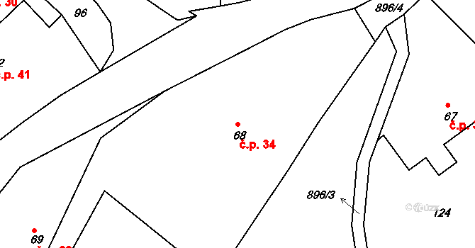 Val 34 na parcele st. 68 v KÚ Val u Dobrušky, Katastrální mapa