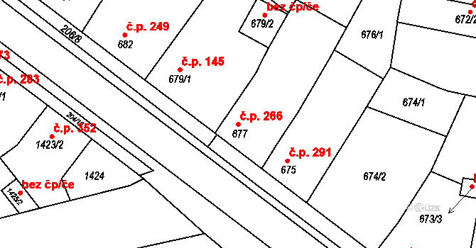 Hrušky 266 na parcele st. 677 v KÚ Hrušky, Katastrální mapa