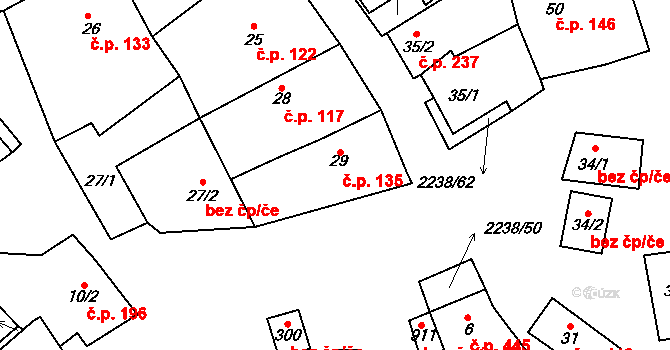 Vrbice 135 na parcele st. 29 v KÚ Vrbice u Velkých Pavlovic, Katastrální mapa