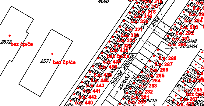 Hustopeče 434 na parcele st. 2541 v KÚ Hustopeče u Brna, Katastrální mapa
