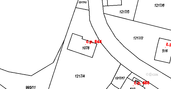 Bublava 844 na parcele st. 1078 v KÚ Bublava, Katastrální mapa