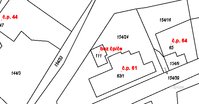 Bošice 119691663 na parcele st. 111 v KÚ Budilov, Katastrální mapa