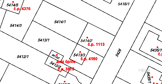 Jihlava 1113 na parcele st. 5414/2 v KÚ Jihlava, Katastrální mapa