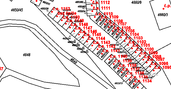 Jihlava 1144 na parcele st. 4653/21 v KÚ Jihlava, Katastrální mapa