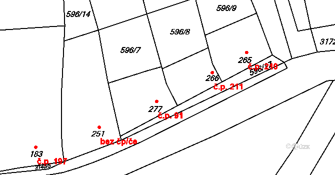 Vřesovice 211 na parcele st. 266 v KÚ Vřesovice, Katastrální mapa
