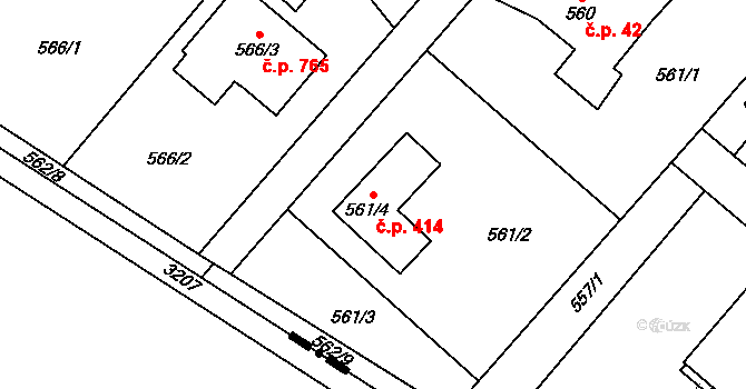 Krmelín 414 na parcele st. 561/4 v KÚ Krmelín, Katastrální mapa