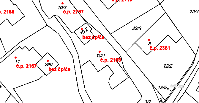 Šumperk 2168 na parcele st. 10/1 v KÚ Horní Temenice, Katastrální mapa