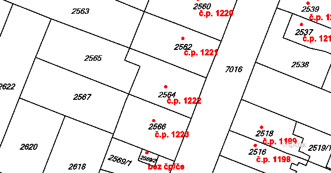 Boskovice 1222 na parcele st. 2564 v KÚ Boskovice, Katastrální mapa