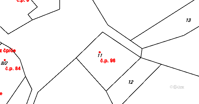Horní Stakory 96, Kosmonosy na parcele st. 11 v KÚ Horní Stakory, Katastrální mapa