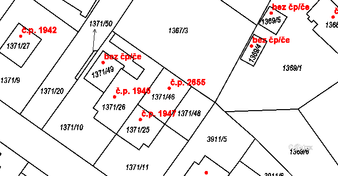Roudnice nad Labem 2655 na parcele st. 1371/46 v KÚ Roudnice nad Labem, Katastrální mapa