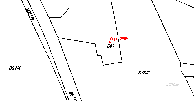 Ryžoviště 299, Harrachov na parcele st. 241 v KÚ Harrachov, Katastrální mapa