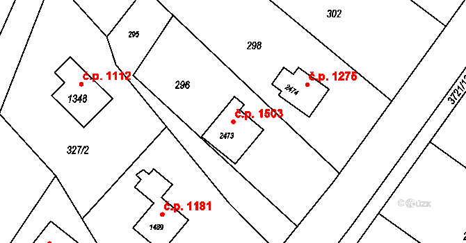 Rožnov pod Radhoštěm 1503 na parcele st. 2473 v KÚ Rožnov pod Radhoštěm, Katastrální mapa