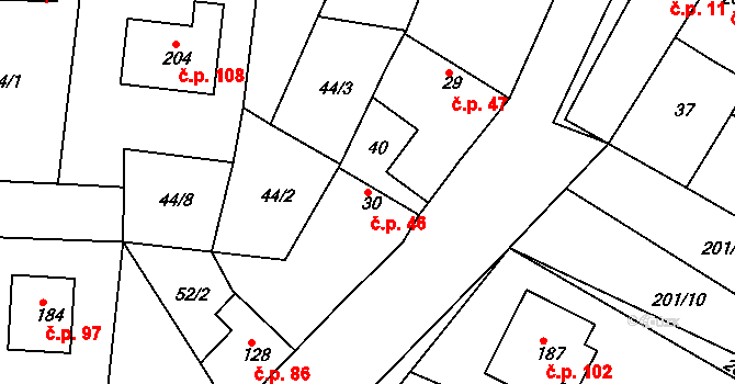 Libošovice 46 na parcele st. 30 v KÚ Libošovice, Katastrální mapa