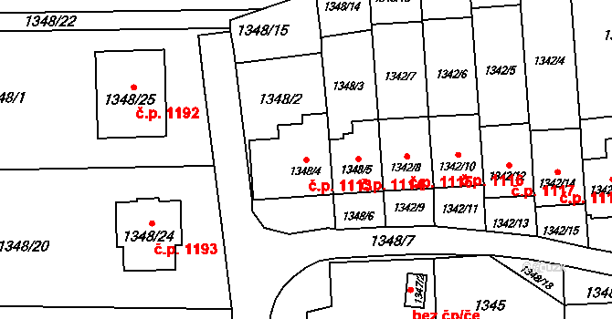 Dolní Lutyně 1113 na parcele st. 1348/4 v KÚ Dolní Lutyně, Katastrální mapa