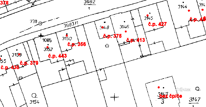 Poděbrady III 375, Poděbrady na parcele st. 3148 v KÚ Poděbrady, Katastrální mapa