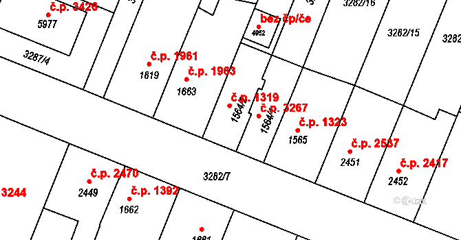 Břeclav 1319 na parcele st. 1564/2 v KÚ Břeclav, Katastrální mapa