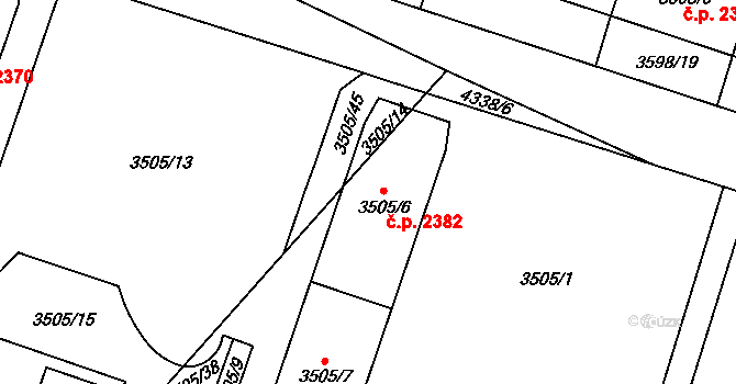 Teplice 2382 na parcele st. 3505/6 v KÚ Teplice, Katastrální mapa