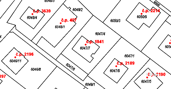 Frýdek 1941, Frýdek-Místek na parcele st. 6047/7 v KÚ Frýdek, Katastrální mapa
