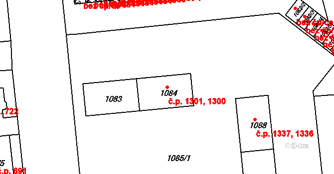 Sokolov 1300,1301 na parcele st. 1084 v KÚ Sokolov, Katastrální mapa